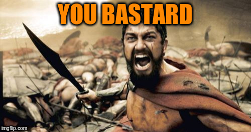 Sparta Leonidas Meme | YOU BASTARD | image tagged in memes,sparta leonidas | made w/ Imgflip meme maker