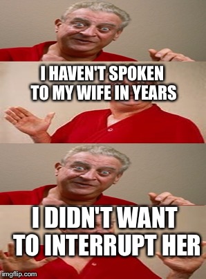 I HAVEN'T SPOKEN TO MY WIFE IN YEARS I DIDN'T WANT TO INTERRUPT HER | made w/ Imgflip meme maker