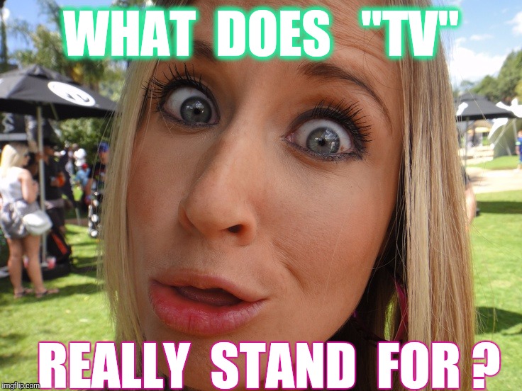 Wait 'Till You Hear The Answer! | WHAT  DOES   "TV"; REALLY  STAND  FOR ? | image tagged in memes,blonde jokes,dumb blonde | made w/ Imgflip meme maker