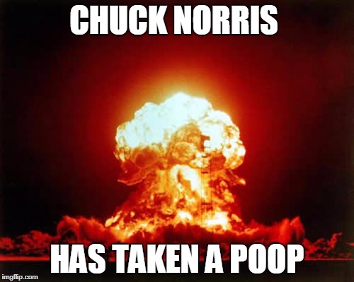 Nuclear Explosion | CHUCK NORRIS; HAS TAKEN A POOP | image tagged in memes,nuclear explosion | made w/ Imgflip meme maker