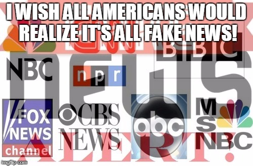 I WISH ALL AMERICANS WOULD REALIZE IT'S ALL FAKE NEWS! | made w/ Imgflip meme maker