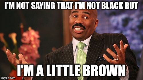 Steve Harvey | I'M NOT SAYING THAT I'M NOT BLACK BUT; I'M A LITTLE BROWN | image tagged in memes,steve harvey | made w/ Imgflip meme maker