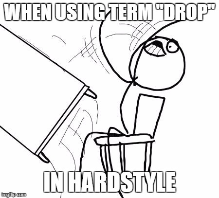 Table Flip Guy Meme | WHEN USING TERM "DROP"; IN HARDSTYLE | image tagged in memes,table flip guy | made w/ Imgflip meme maker