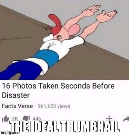 16 Photos Taken Seconds Before Disaster | THE IDEAL THUMBNAIL | image tagged in 16 photos taken seconds before disaster | made w/ Imgflip meme maker