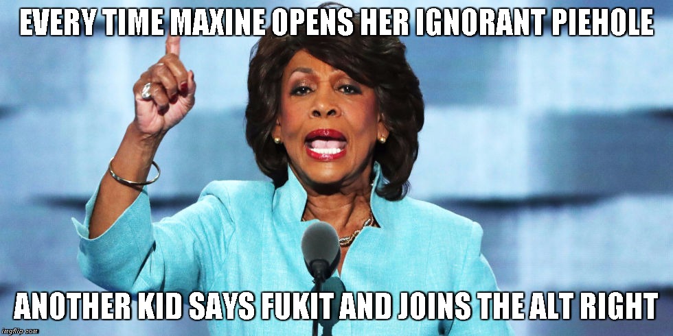 Mad Maxine | EVERY TIME MAXINE OPENS HER IGNORANT PIEHOLE; ANOTHER KID SAYS FUKIT AND JOINS THE ALT RIGHT | image tagged in mad maxine,alt-right | made w/ Imgflip meme maker