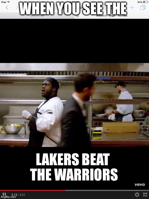 Warriors losing | WHEN YOU SEE THE; LAKERS BEAT THE WARRIORS | image tagged in nba,funny | made w/ Imgflip meme maker