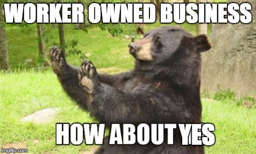 How About No Bear | WORKER OWNED BUSINESS; YES | image tagged in memes,how about no bear | made w/ Imgflip meme maker