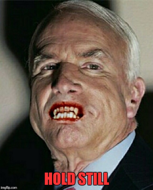 John McCain Vampire | HOLD STILL | image tagged in john mccain vampire | made w/ Imgflip meme maker