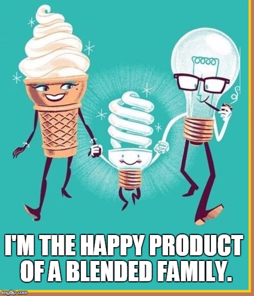 A Lifetime Guarantee of Happiness | I'M THE HAPPY PRODUCT OF A BLENDED FAMILY. | image tagged in vince vance,light bulb,swirly cone,blended family,ice cream cone,memes | made w/ Imgflip meme maker