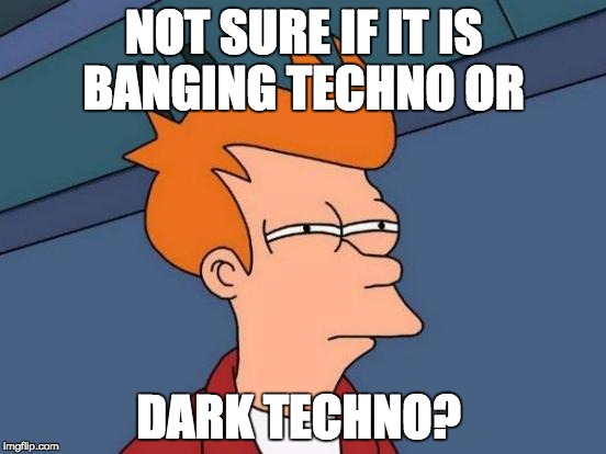 Futurama Fry | NOT SURE IF IT IS BANGING TECHNO OR; DARK TECHNO? | image tagged in memes,futurama fry | made w/ Imgflip meme maker