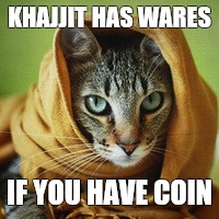 Merchant | KHAJJIT HAS WARES; IF YOU HAVE COIN | image tagged in skyrim meme,memes,shopping | made w/ Imgflip meme maker