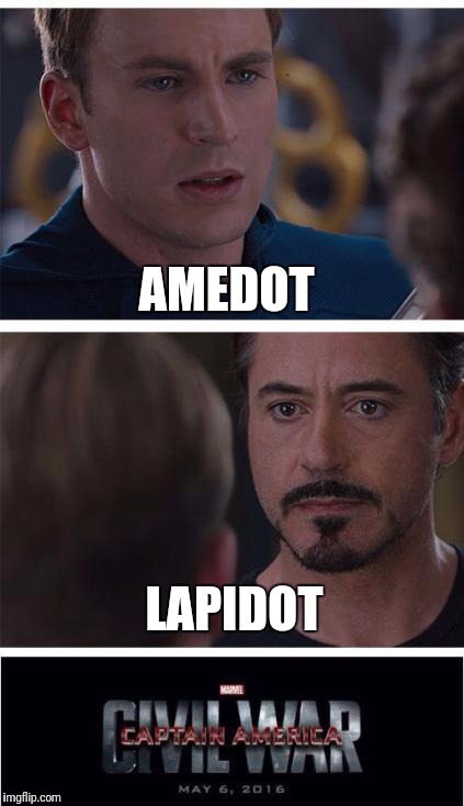 Marvel Civil War 1 Meme | AMEDOT; LAPIDOT | image tagged in memes,marvel civil war 1 | made w/ Imgflip meme maker