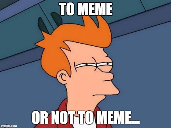 Futurama Fry | TO MEME; OR NOT TO MEME... | image tagged in memes,futurama fry | made w/ Imgflip meme maker