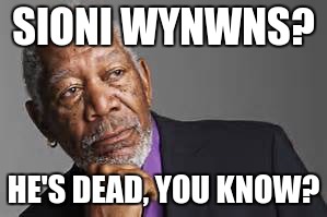 Deep Thoughts By Morgan Freeman  | SIONI WYNWNS? HE'S DEAD, YOU KNOW? | image tagged in deep thoughts by morgan freeman | made w/ Imgflip meme maker