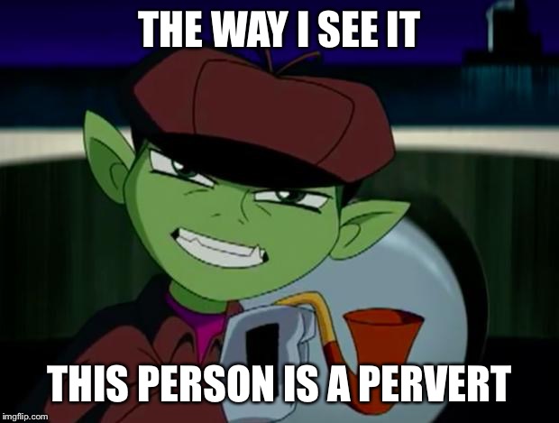 BeastBoy The Detective | THE WAY I SEE IT THIS PERSON IS A PERVERT | image tagged in beastboy the detective | made w/ Imgflip meme maker