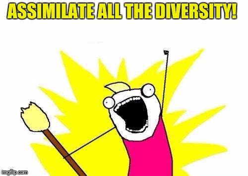 X All The Y Meme | ASSIMILATE ALL THE DIVERSITY! | image tagged in memes,x all the y | made w/ Imgflip meme maker