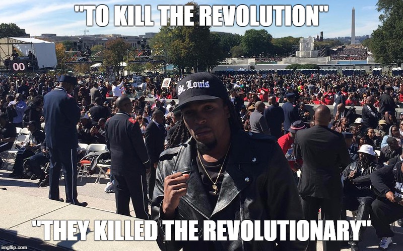 "TO KILL THE REVOLUTION"; "THEY KILLED THE REVOLUTIONARY" | image tagged in darren seals | made w/ Imgflip meme maker