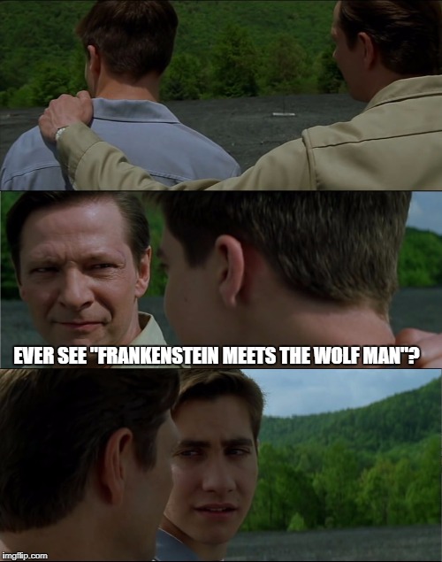 Rocket Boys | EVER SEE "FRANKENSTEIN MEETS THE WOLF MAN"? | image tagged in october sky,bad movies,rockets,movies,memes,meme | made w/ Imgflip meme maker