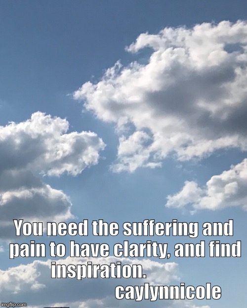 You need the suffering and pain to have clarity, and find inspiration.                                        caylynnicole | image tagged in pain | made w/ Imgflip meme maker