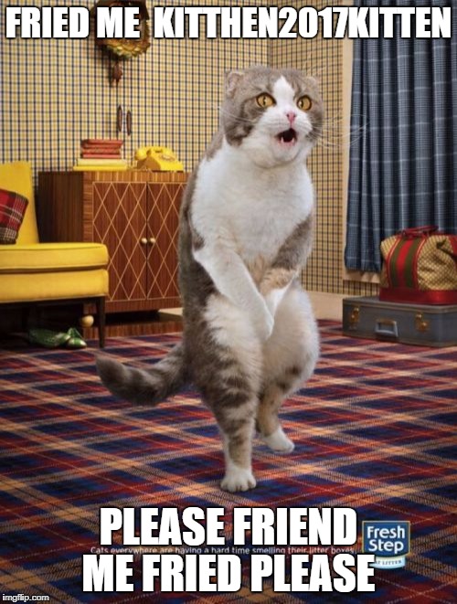 Gotta Go Cat | FRIED ME  KITTHEN2017KITTEN; PLEASE FRIEND ME FRIED PLEASE | image tagged in memes,gotta go cat | made w/ Imgflip meme maker