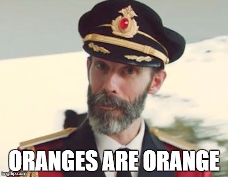 Captain Obvious | ORANGES ARE ORANGE | image tagged in captain obvious,dank memes,orange,orange is the new black,funny,bad puns | made w/ Imgflip meme maker