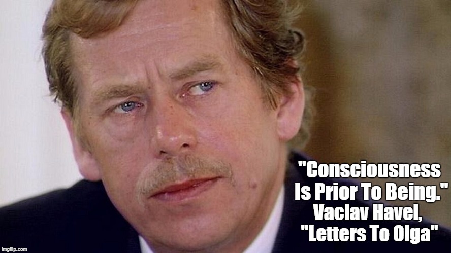 "Consciousness Is Prior To Being." Vaclav Havel, "Letters To Olga" | made w/ Imgflip meme maker