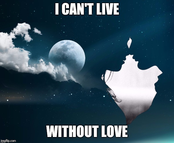 Moonlight Kiss | I CAN'T LIVE WITHOUT LOVE | image tagged in moonlight kiss | made w/ Imgflip meme maker
