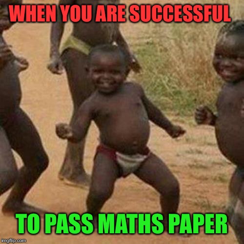 Third World Success Kid Meme | WHEN YOU ARE SUCCESSFUL; TO PASS MATHS PAPER | image tagged in memes,third world success kid | made w/ Imgflip meme maker