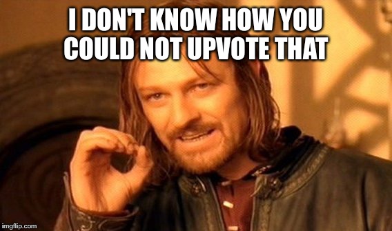 One Does Not Simply Meme | I DON'T KNOW HOW YOU COULD NOT UPVOTE THAT | image tagged in memes,one does not simply | made w/ Imgflip meme maker