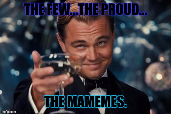 Leonardo Dicaprio Cheers Meme | THE FEW...THE PROUD... THE MAMEMES. | image tagged in memes,leonardo dicaprio cheers | made w/ Imgflip meme maker