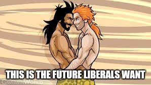 THIS IS THE FUTURE LIBERALS WANT | image tagged in gay cavemen | made w/ Imgflip meme maker