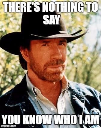 Chuck Norris | THERE'S NOTHING
TO SAY; YOU KNOW WHO I AM | image tagged in memes,chuck norris | made w/ Imgflip meme maker