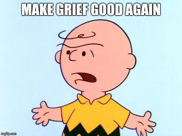 Charlie Brown mad | MAKE GRIEF GOOD AGAIN | image tagged in charlie brown mad,memes | made w/ Imgflip meme maker