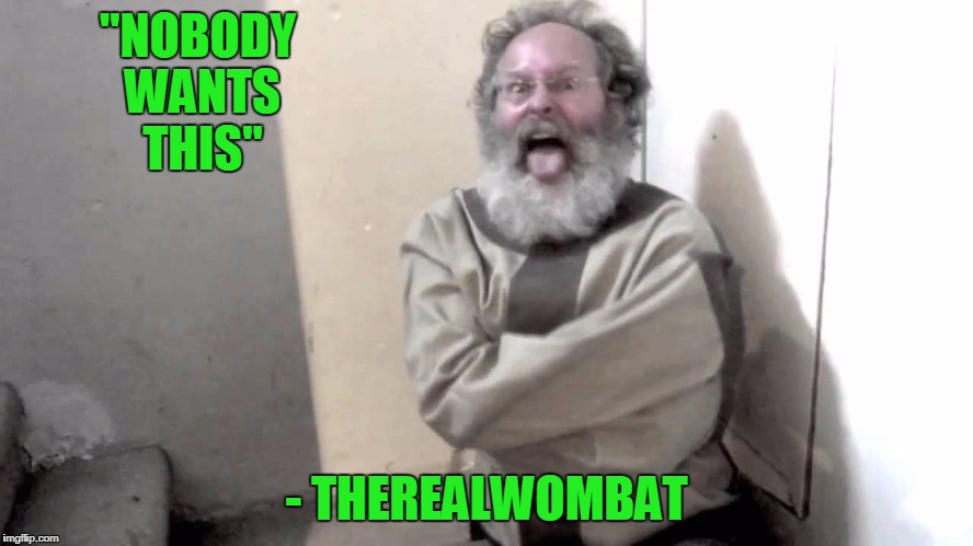 Nuts | "NOBODY WANTS THIS" - THEREALWOMBAT | image tagged in nuts | made w/ Imgflip meme maker
