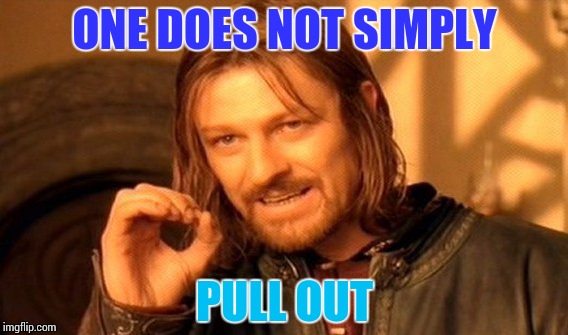 One Does Not Simply Meme | ONE DOES NOT SIMPLY; PULL OUT | image tagged in memes,one does not simply | made w/ Imgflip meme maker