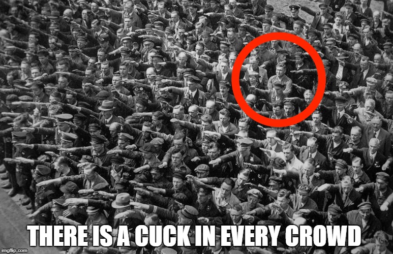 Cuck in every crowd | THERE IS A CUCK IN EVERY CROWD | image tagged in cuck  crowd | made w/ Imgflip meme maker