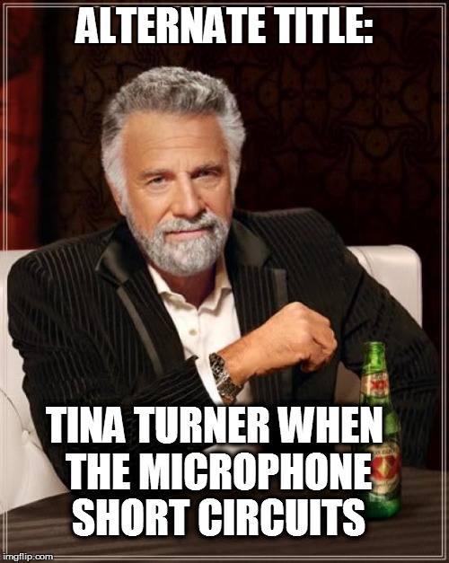 The Most Interesting Man In The World Meme | ALTERNATE TITLE: TINA TURNER WHEN THE MICROPHONE SHORT CIRCUITS | image tagged in memes,the most interesting man in the world | made w/ Imgflip meme maker