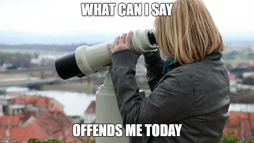 Searching.... | WHAT CAN I SAY; OFFENDS ME TODAY | image tagged in offended,searching | made w/ Imgflip meme maker