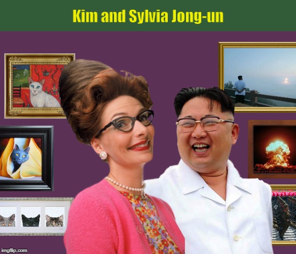 Kim and Sylvia Jong-un | image tagged in kim jong-un,north korea,kim and sylvia jong-un,donald trump,funny,united states | made w/ Imgflip meme maker