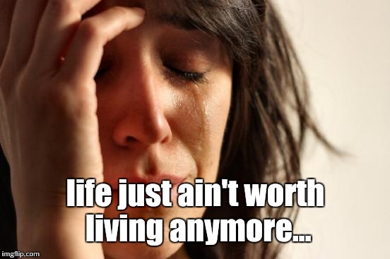 First World Problems Meme | life just ain't worth living anymore... | image tagged in memes,first world problems | made w/ Imgflip meme maker