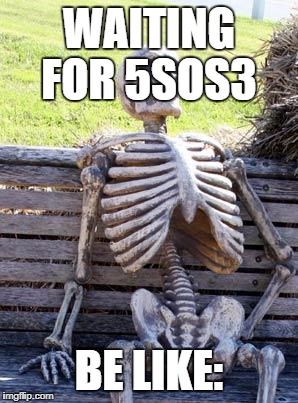 Waiting Skeleton Meme | WAITING FOR 5SOS3; BE LIKE: | image tagged in memes,waiting skeleton | made w/ Imgflip meme maker