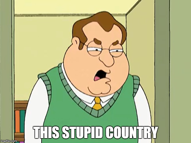 This Stupid Country! | THIS STUPID COUNTRY | image tagged in stupid,country,family guy | made w/ Imgflip meme maker