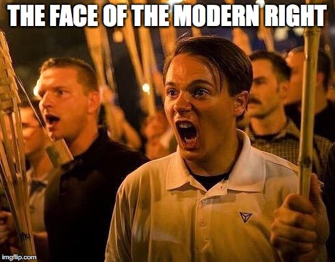 Triggered neo nazi | THE FACE OF THE MODERN RIGHT | image tagged in triggered neo nazi | made w/ Imgflip meme maker