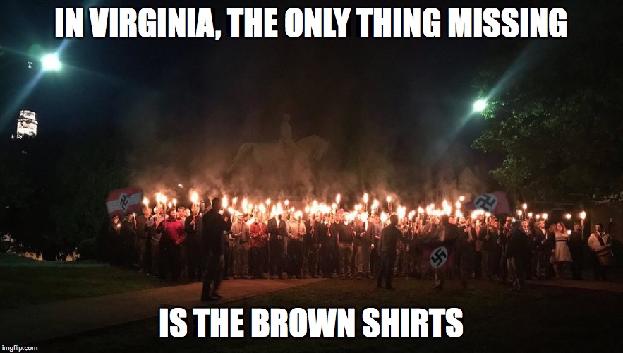 virginia white supremacists | IN VIRGINIA, THE ONLY THING MISSING; IS THE BROWN SHIRTS | image tagged in virginia,white supremacists,kkk,republicans,conservatives,whites | made w/ Imgflip meme maker
