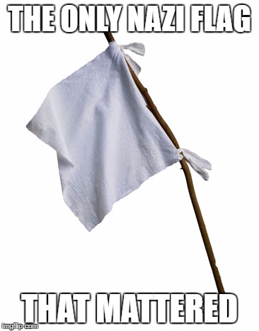 white_flag | THE ONLY NAZI FLAG; THAT MATTERED | image tagged in white_flag | made w/ Imgflip meme maker