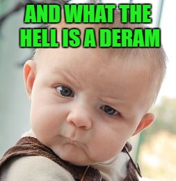 Skeptical Baby Meme | AND WHAT THE HELL IS A DERAM | image tagged in memes,skeptical baby | made w/ Imgflip meme maker