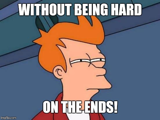 Futurama Fry Meme | WITHOUT BEING HARD ON THE ENDS! | image tagged in memes,futurama fry | made w/ Imgflip meme maker