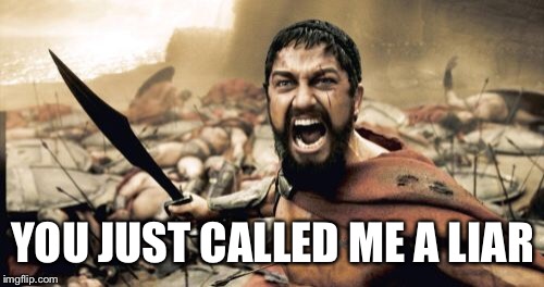 Sparta Leonidas Meme | YOU JUST CALLED ME A LIAR | image tagged in memes,sparta leonidas | made w/ Imgflip meme maker