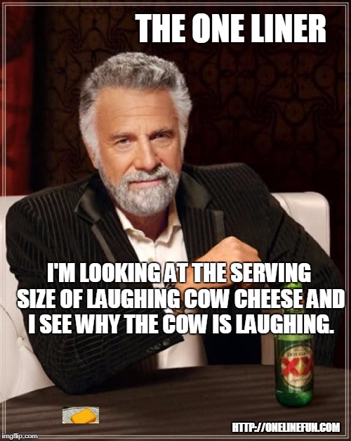 I'M LOOKING AT THE SERVING SIZE OF LAUGHING COW CHEESE AND I SEE WHY THE COW IS LAUGHING. | made w/ Imgflip meme maker