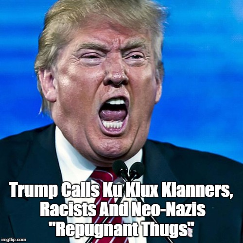 Trump Calls Ku Klux Klanners, Racists And Neo-Nazis "Repugnant Thugs" | made w/ Imgflip meme maker